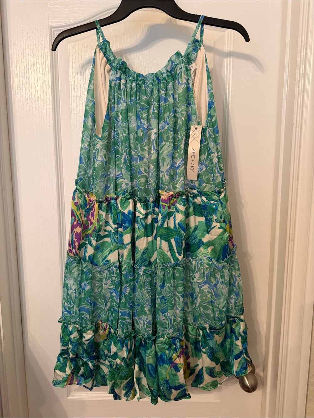 Women’s She+Sky Green Floral Tiered Sundress